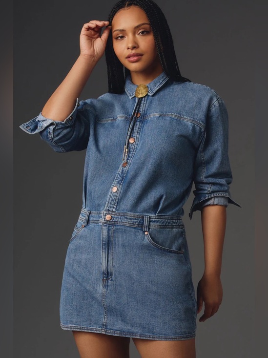 Anthropologie Dresses & Skirts - Anthropologie Pilcro Long-Sleeve Denim Micro Mini Shirt Dress Small Petite.   20